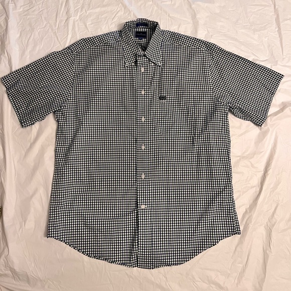 Facconable Men’s Large Purple Green Checkered Casual Short Sleeve Button Down - Picture 3 of 9
